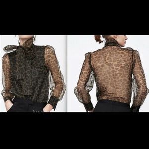 Zara Leopard print Organza top